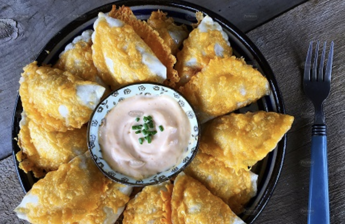 Cheese Crusted Pierogi Poppers